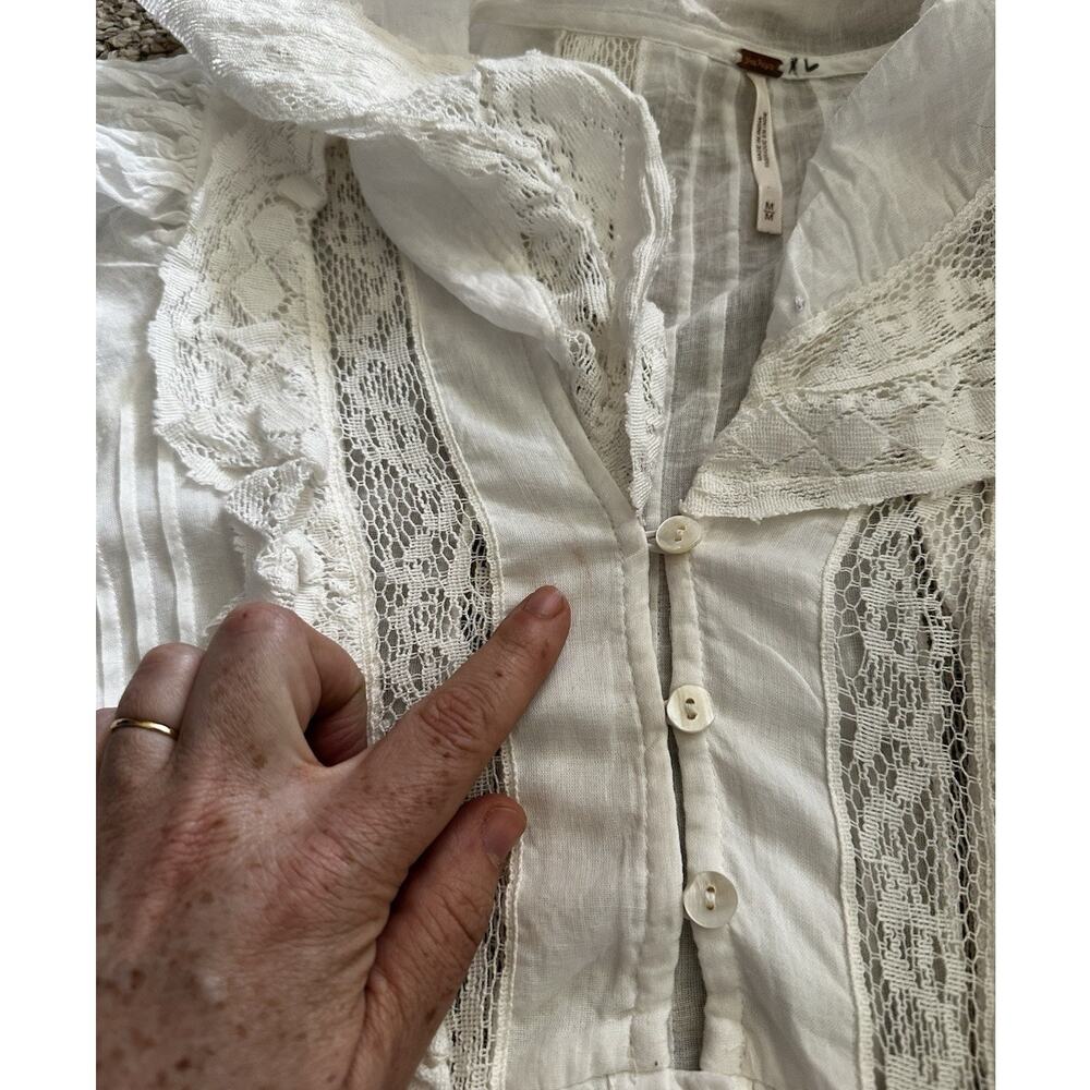 Free People Sunkissed Mini Dress Women's Size Medium 100% Cotton Ivory - Picture 11 of 11